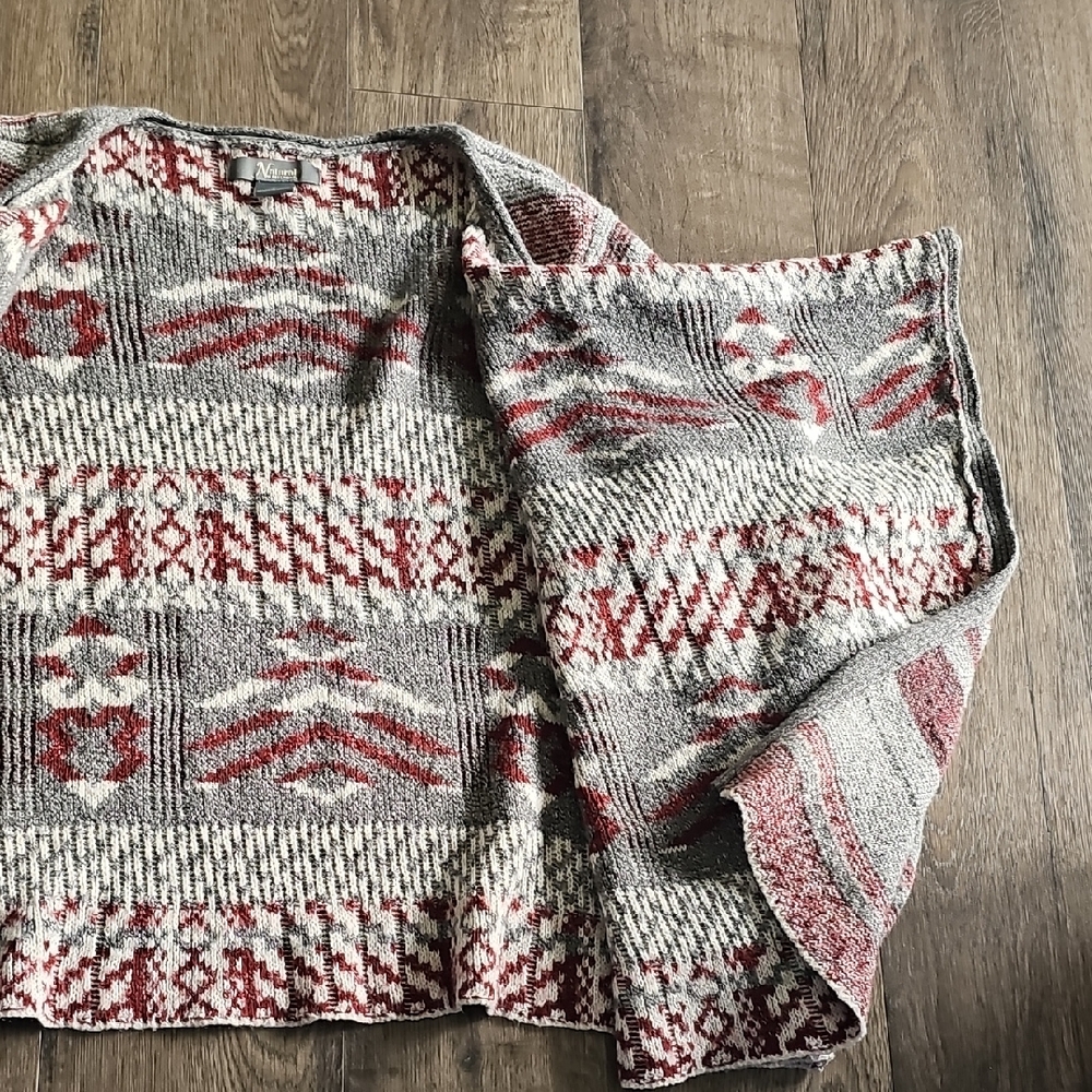 Natural Reflections Sweater Open-Front Stripe Knit Cardigan Aztec Bohemian Large - Picture 6 of 8